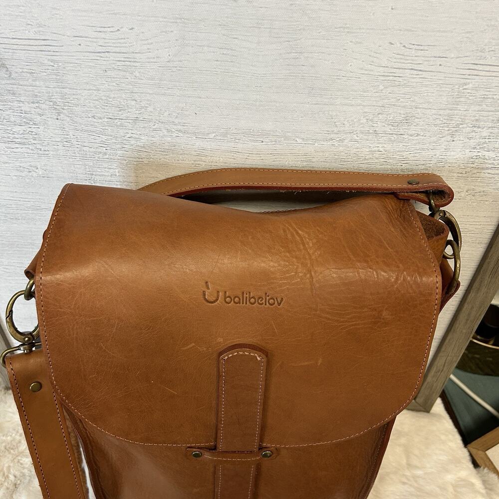 Balibetov Genuine Argentine Brown Leather Handcrafted Strap Crossbody Matera Bag - Picture 5 of 15